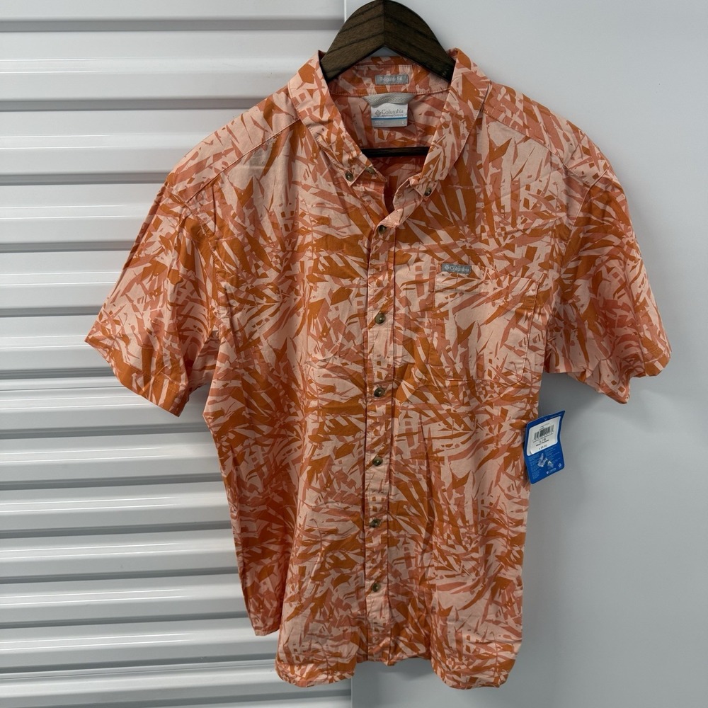 Columbia PFG Rapid Rivers Shirt Mens Large Orange Print NWT Fishing